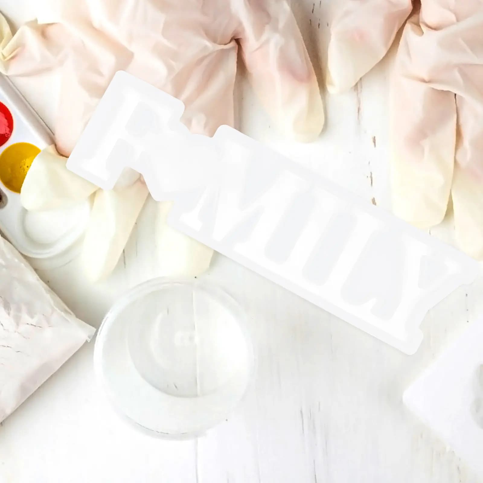 Set di 3 Stampi in Silicone per Resina, Lettere d'Amore per Famiglia, per Decorazioni Fai-da-Te in Resina Epossidica, Flessibili e Riutilizzabili