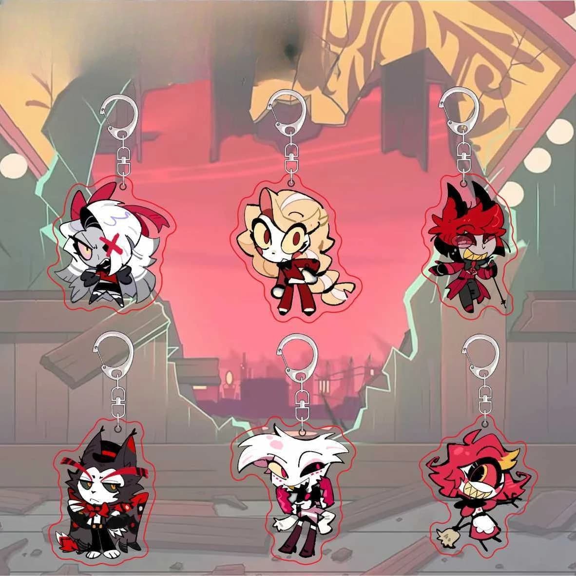 Q Nice Version Carton Animated Keychain Acrylic Vans AD Charlie Alastor Exquisite Keyring Decor Carton Animated Pendant for A Friend Gift