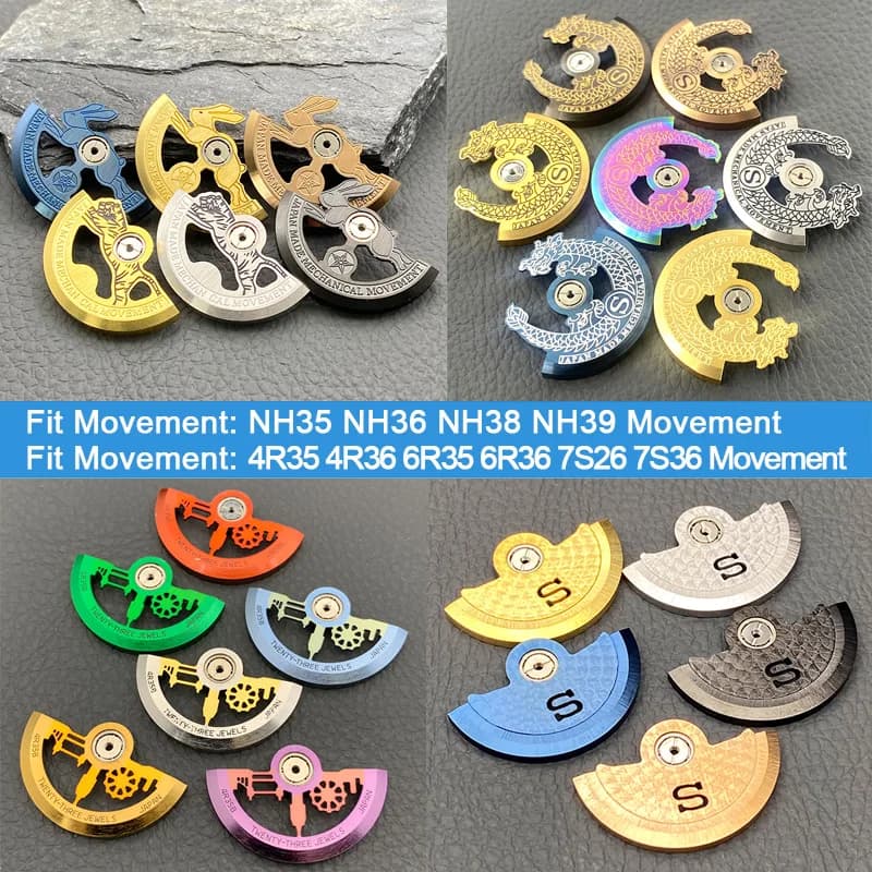 Rotore di movimento automatico NH35 adatto per NH38 NH39 4R35 7S26 NH35 Movimento pendolo Peso oscillante Martello Rotore automatico Parte
