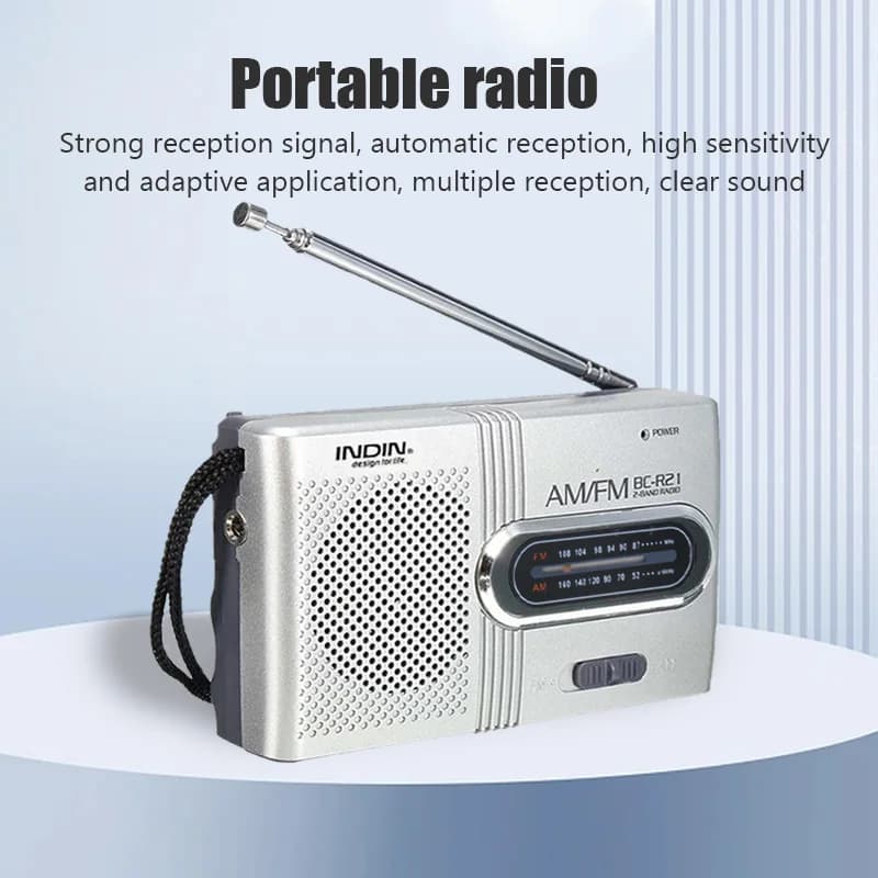 BC-R21 Portable AM FM radio receiver Speaker Built-in speaker with standard 3.5 mm headphone Ultra slim light