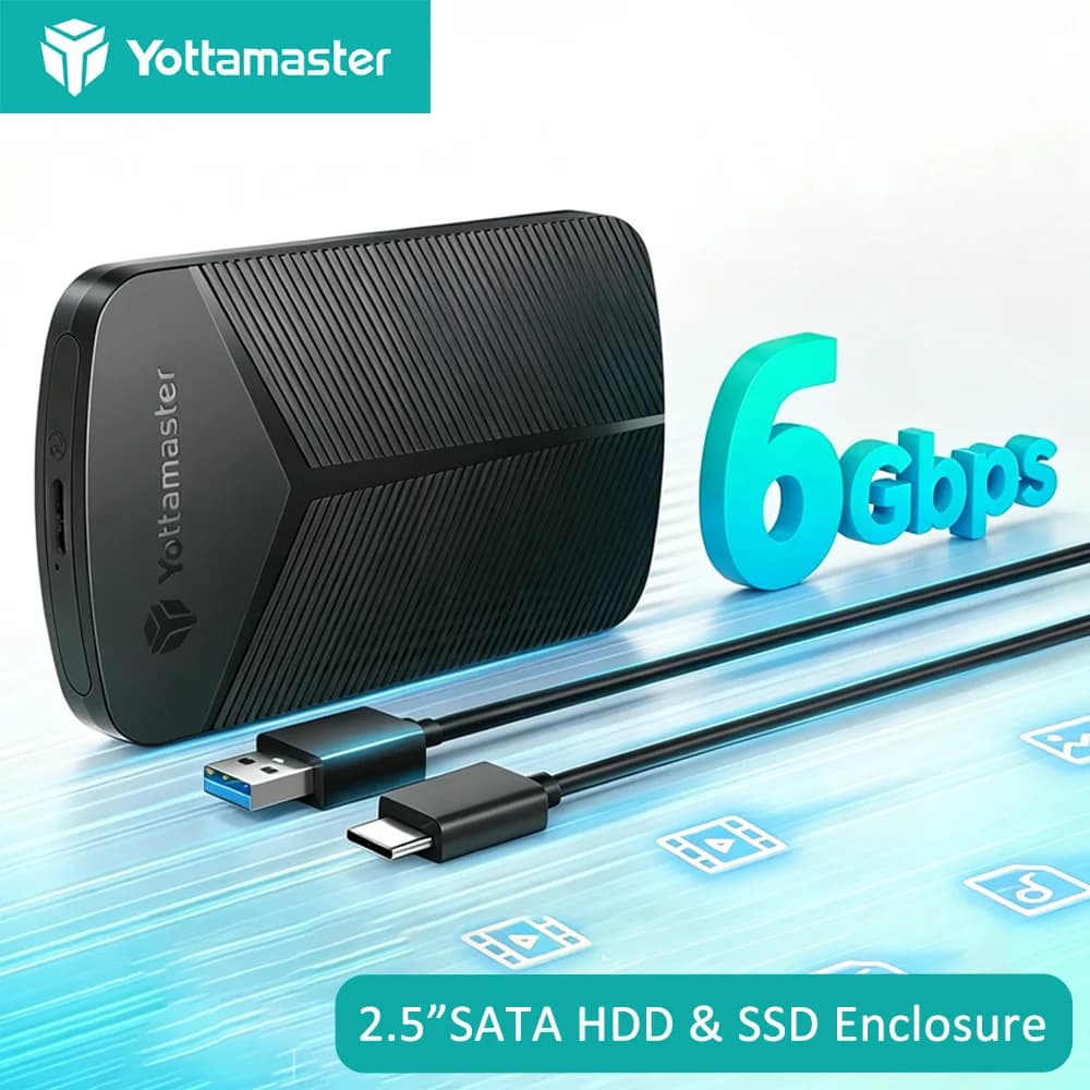 Yottamaster 2.5 inch SSD HDD Enclosure SATA to USB 3.0 Type C Case HD External 5Gbps Tool Free Hard Drive Box UASP for PC Laptop