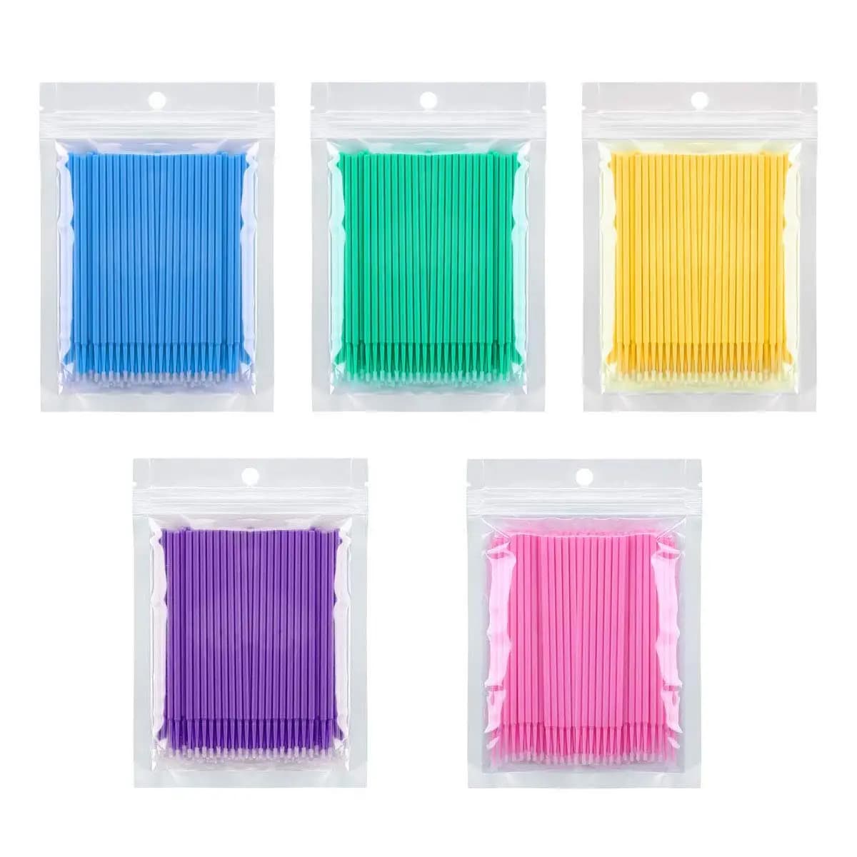 500 Pezzi di Pennelli Micro Applicatori, Bacchette Monouso per Mascara e Extension Ciglia, Flessibili e Colorati