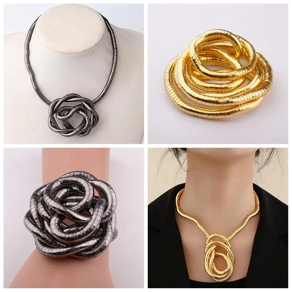 New Alloy Bendable Snake Necklace Silver Color Gold Color Flexible Choker Twistable Punk Bracelet Jewelry Accessories