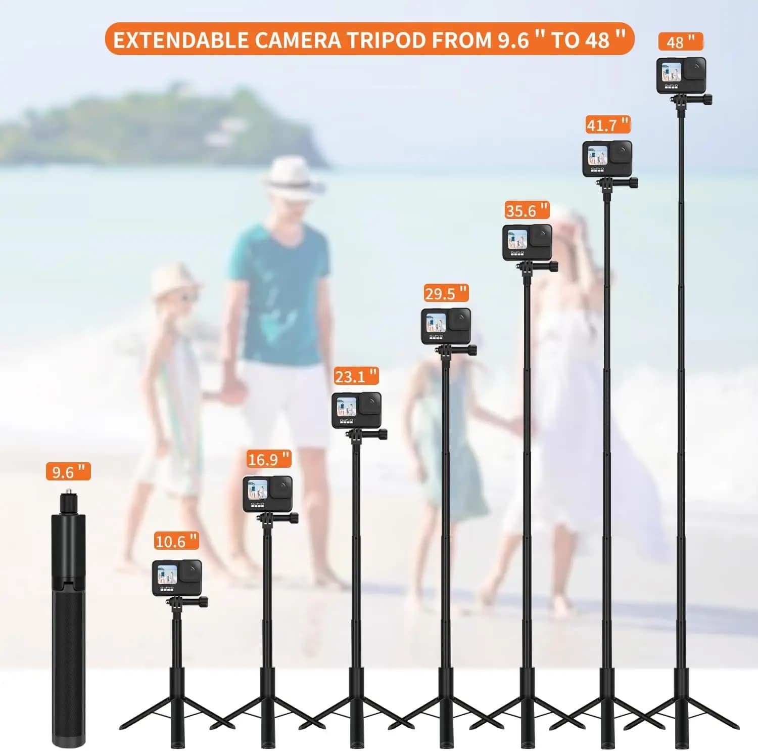 Bastone selfie invisibile universale da 120 cm, treppiede telescopico estensibile da 48 pollici per accessori DJI/Insta360/Gopro e fotocamere d'azione per smartphone