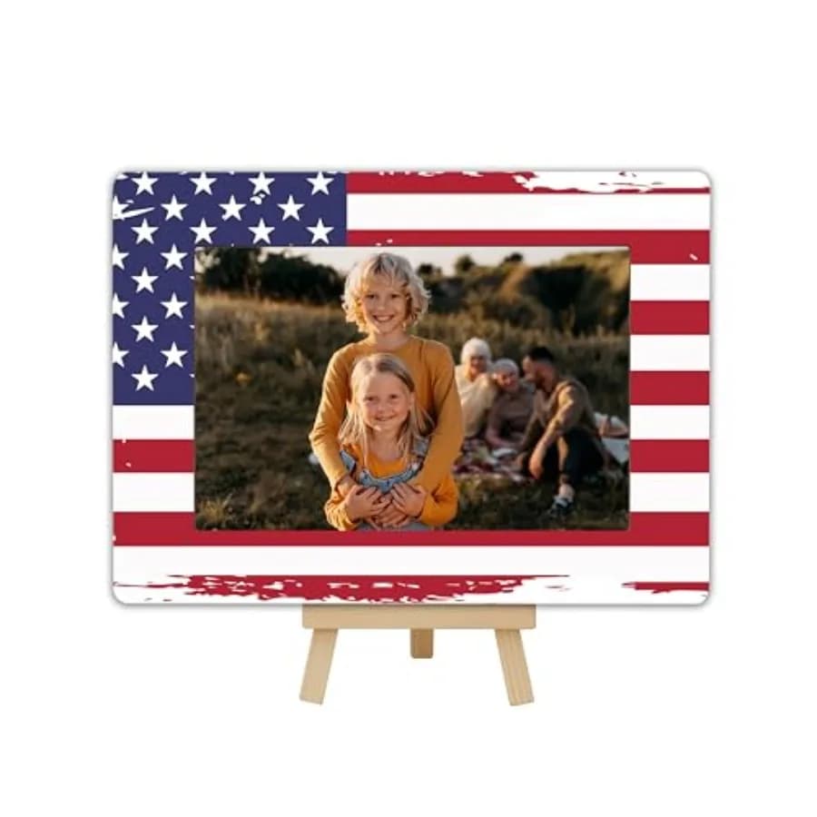 America Picture Frame 4x6, American Souvenirs Patriot Photo Frame with Easel Stand, Picture Frame Gifts, Independent Day Home D
