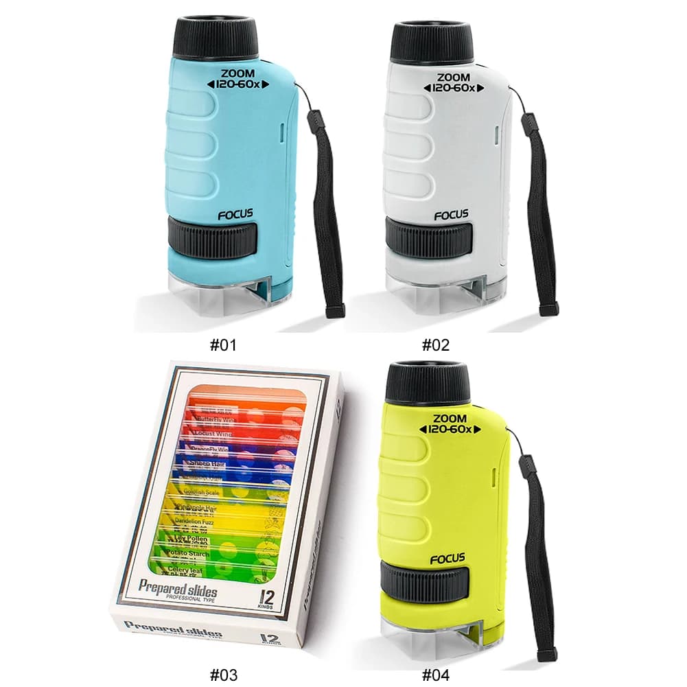 Mini microscopio tascabile da laboratorio con luce a LED, microscopio portatile alimentato a batteria, giocattoli educativi per scienze biologiche, scuola domestica