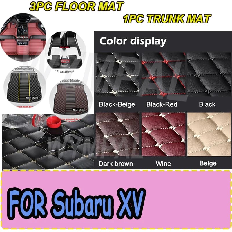 LUXURY Car Mats For Subaru XV Crosstrek GP 2013~2017 Leather Floor Mat Carpets Rugs Protective Pad Interior