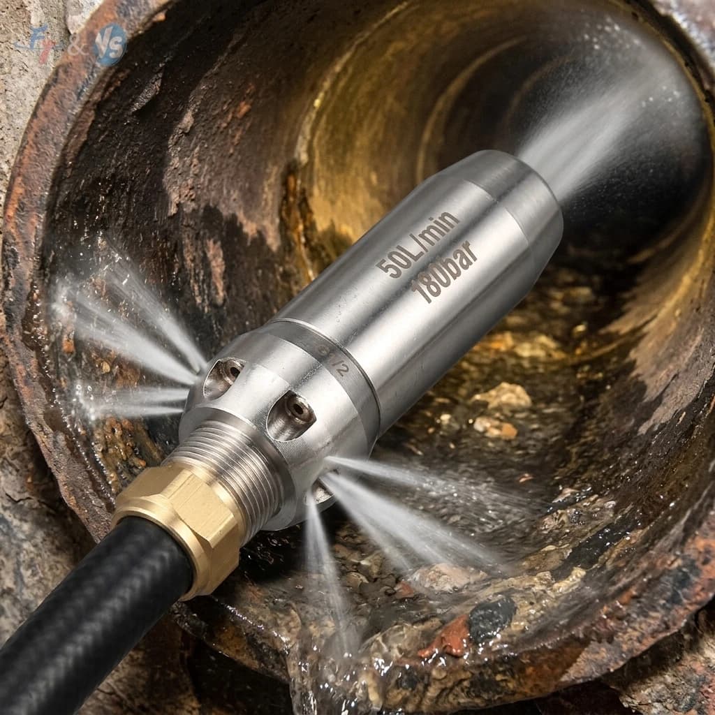 1/2" High Pressure Rotary Sewer Nozzle for Car Washers Clogged Drainage Pipe Cleaning Dredging Flushing Water Jet Nozzle