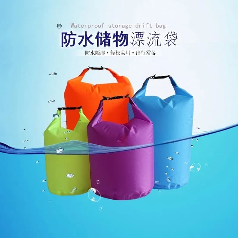 Outdoor sports waterproof bag, portable folding storage bucket handbag drifting bag beach foldable cycling storage bag
