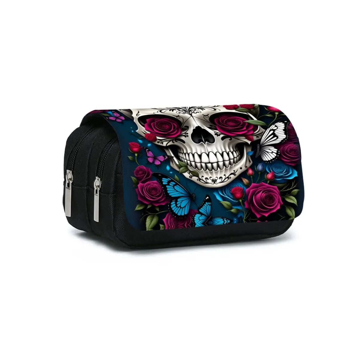 Colorful Skull Flower Flip Pen Case For Boy And Girls Best Gift 2D Cartoon Pencil Pouch School supplies Pencil Bag For Children