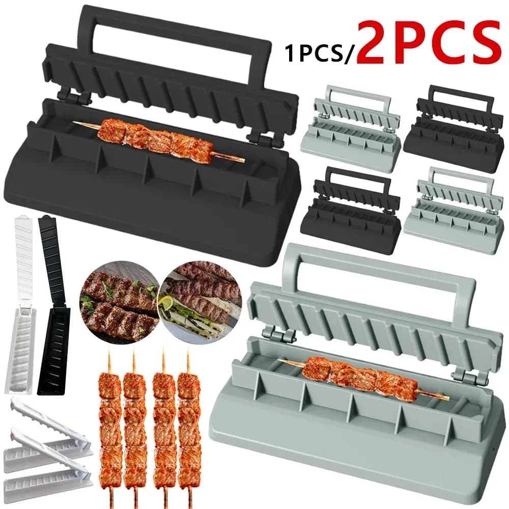 Manual Kebab Maker BBQ grill meat skewer making machine reusable plastic barbecue grill maker preparation Kebab camping BBQ Tools