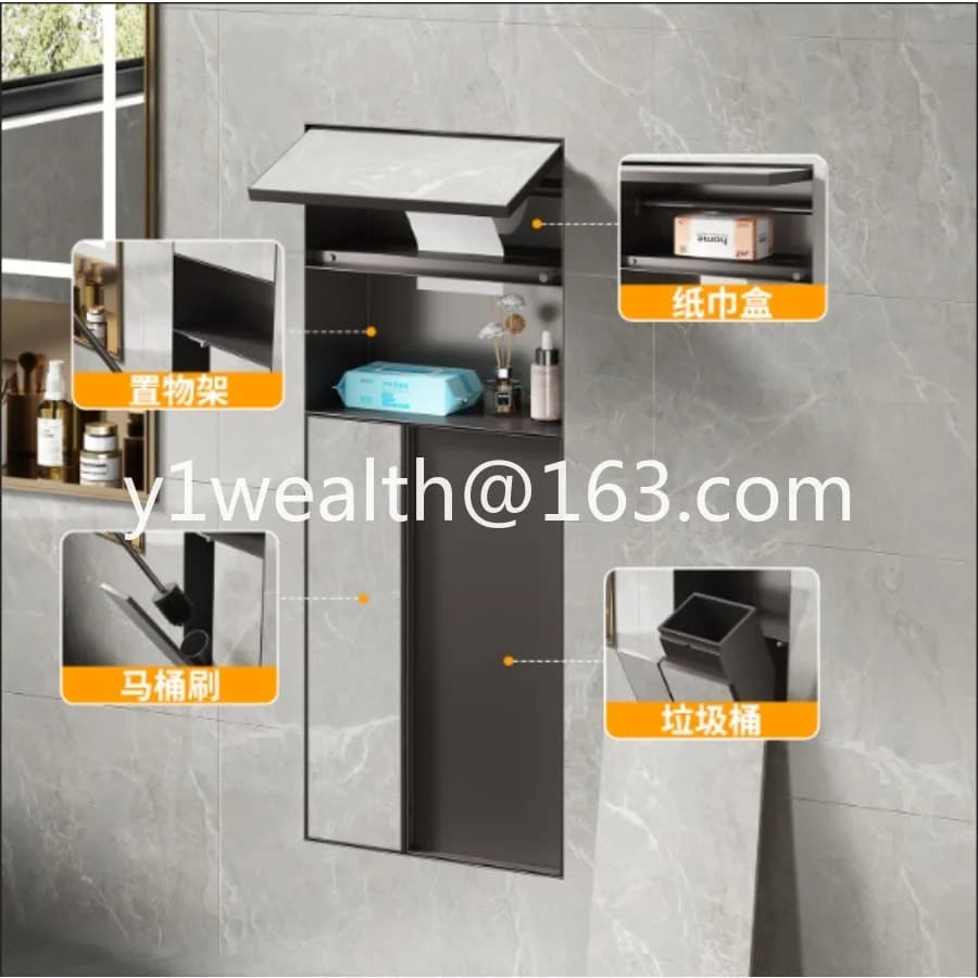 304 stainless steel toilet tile embedded in hidden trash can multi-function toilet brush niche