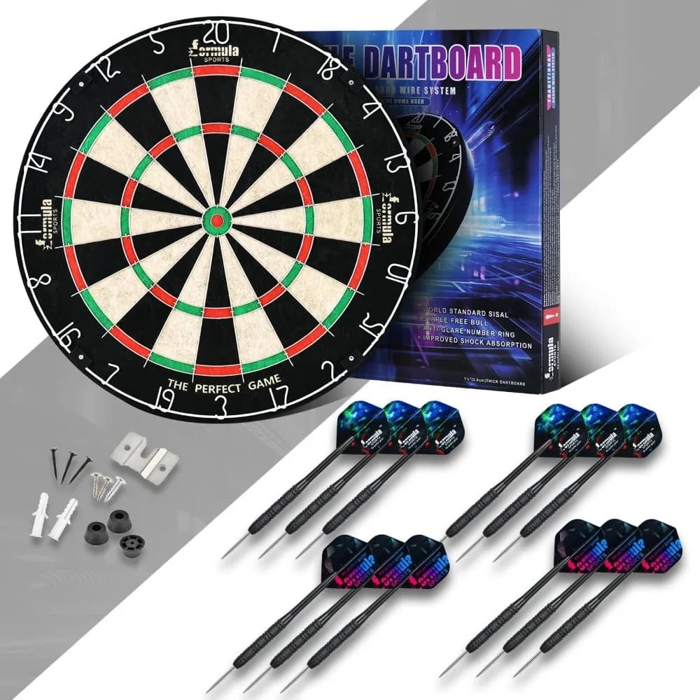Tavola da Freccette Professionale con 12 Freccette con Punta in Acciaio per Gioco di Precisione e Allenamento