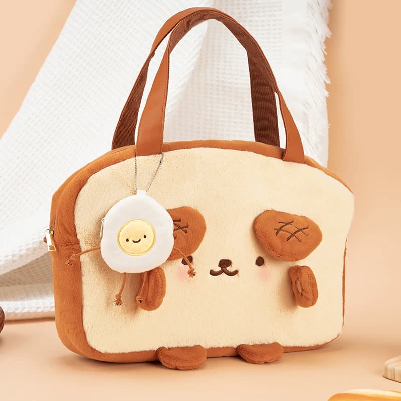 GeekShare borse a tracolla da scuola da donna Kawaii Dog Toast borsa a tracolla in peluche borse da donna borse di grande capacità marroni di moda