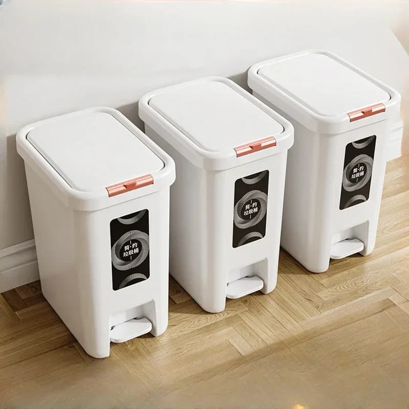 Kitchen Trash Can Household Premium Sense Press Bullet Cover Toilet with Cover Living Room Silent Large Foot Trash Can