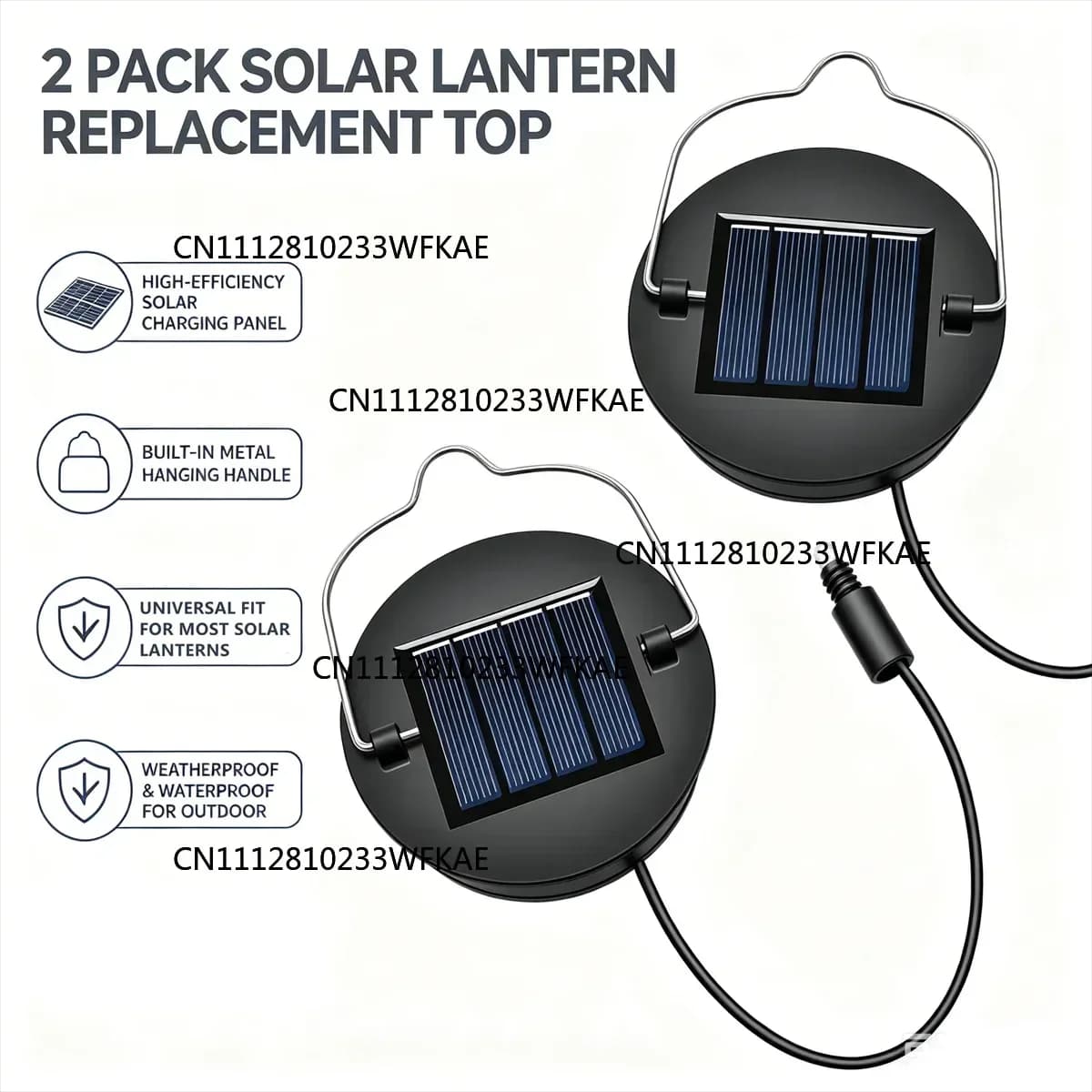 3.35" Solar Lantern Replacement Top Set of 2/4 Waterproof Poly-Silicon Solar Panel Inserts with LED Light Bulbs for Garden Path