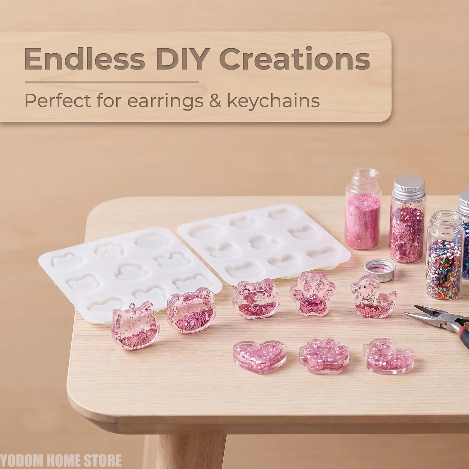 Animal Shaker Wiggle Box Pendant Silicone Resin Casting Mold Epoxy Mould For Keychain Craft Decor Accessories