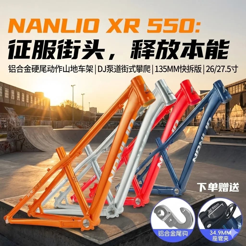 Telaio per mountain bike Nanlio Dj Dirt Jump in alluminio 26/27.5" hardtail per street/pump track in offerta speciale, disponibile in magazzino.