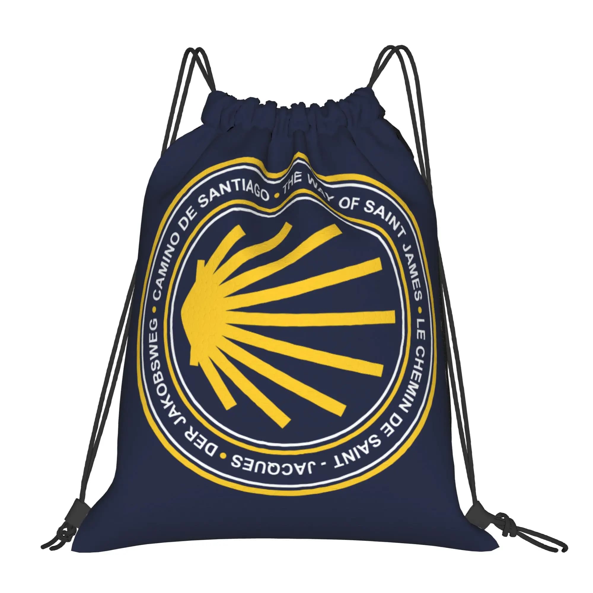 Custom Camino de Santiago Navy Shield Drawstring Backpack Bags Men Women Lightweight Gym Sports Sackpack Sacks for Shopping