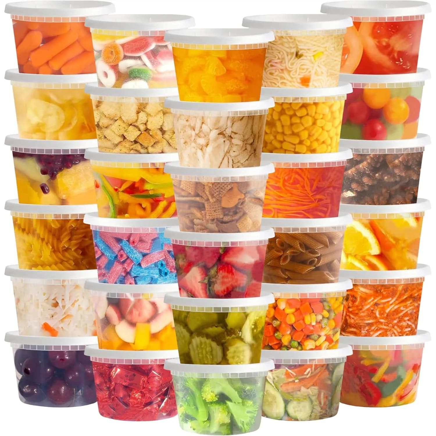 50 Sets 16 Oz Plastic Deli Containers with Lids for Meal Prep, Airtight Leakproof Food Storage, Microwave and Freezer Safe