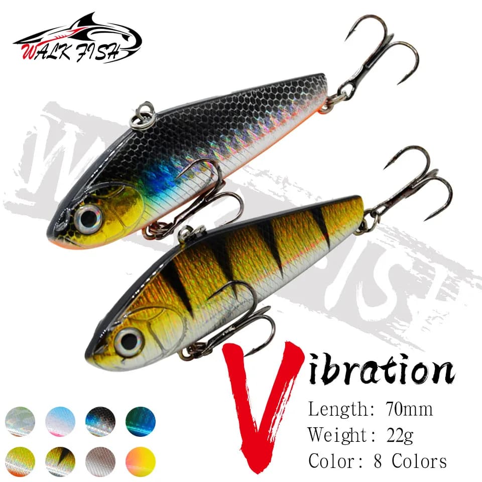 WALK FISH 70mm 22g VIB Esca Artificiale Affondante a Strati Completi, Esca Dura Minnow Wobbler per la Pesca, Esca Biomimetica a Forma di Pesce