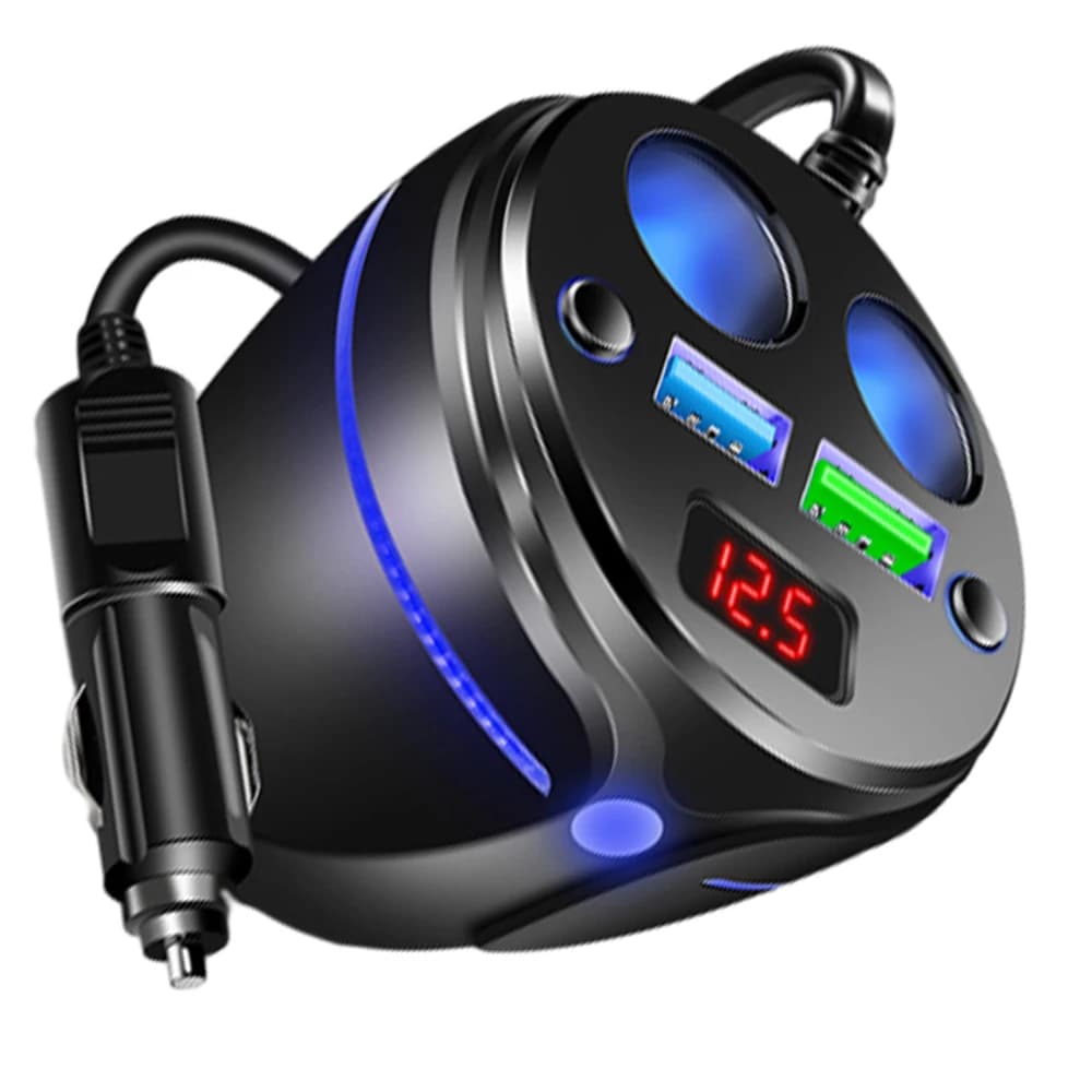 Caricabatteria per auto Accendisigari uno a due in ABS Caricatore per auto ad alta potenza da 120 W Caricatore per telefono USB doppio con ricarica rapida
