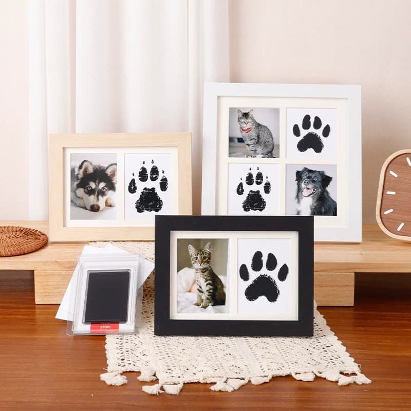 Wooden Baby Handprint Footprint Pet Cat Dog Paw Print Memorial Photo Frame Diy Picture Frame Baby Imprint Mud Newborn Souvenir