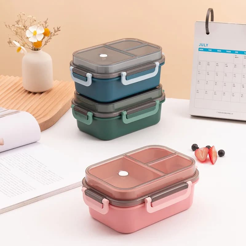Contenitore per Pranzo Portatile Sigillato a 2 Livelli, Adatto al Microonde, per Studenti e Lavoratori, Contenitori per Frutta e Alimenti con Forchette e Cucchiai