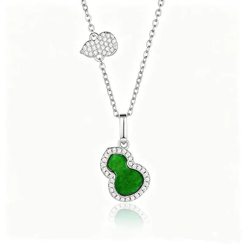 Natural Myanmar A-grade Jadeite Flower Green Gourd Chain S925 Silver Inlaid Ice Seed Yang Green Jade Women's Bracelet Drop Ship