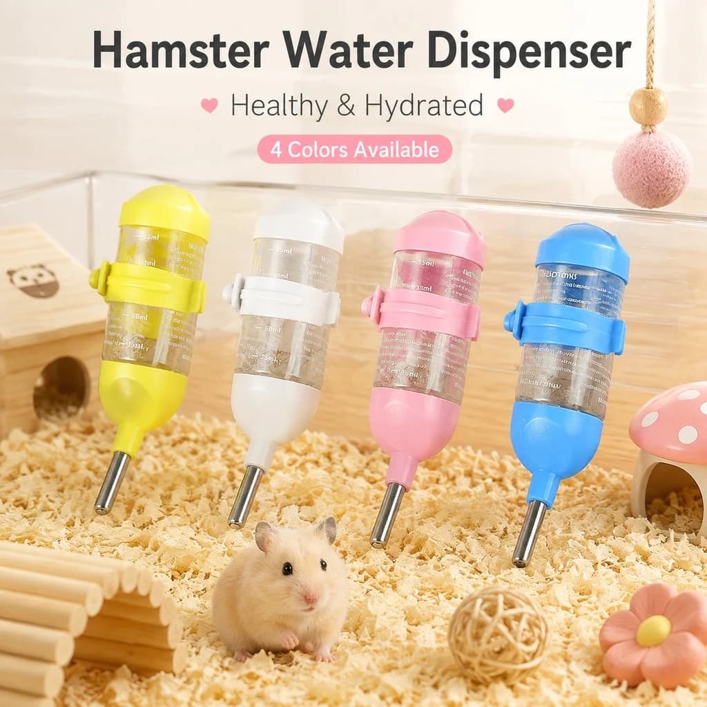 Hamster Water Bottle Plastic Dispenser Feeder Hanging Pet Drinking Bottle for Guinea Pigs/Hamsters/Bunnies/Ferrets
