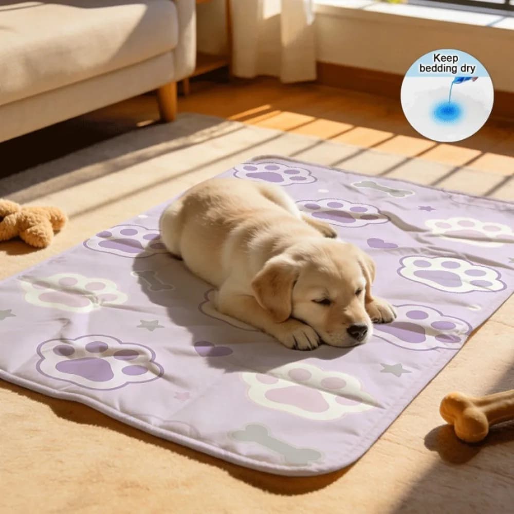 Pastel purple cute paw print vibe Reusable Pet Training Pads Waterproof Backing Soft Fabric Top for Dogs Cats