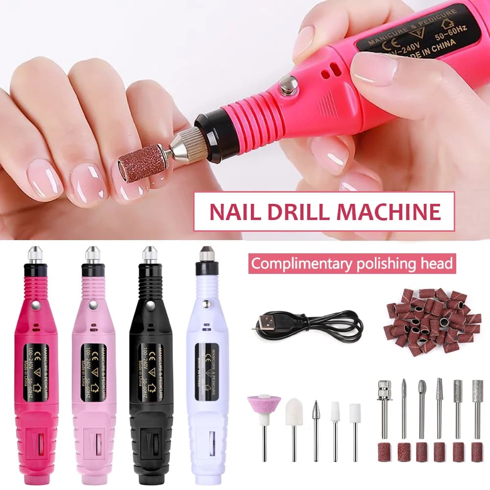 Lincorda Set di trapano elettrico per unghie Set di trapano per Manicure frese per frese attrezzatura per lime per unghie forte strumento per lucidare le unghie
