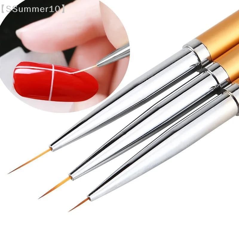【SSummer10】【xxx】3Pcs DIY Nail Drawing Pen Acrylic French Stripe Liner Brush For 3D Tips Lines Stripes UV Gel Painting Tool【SS】