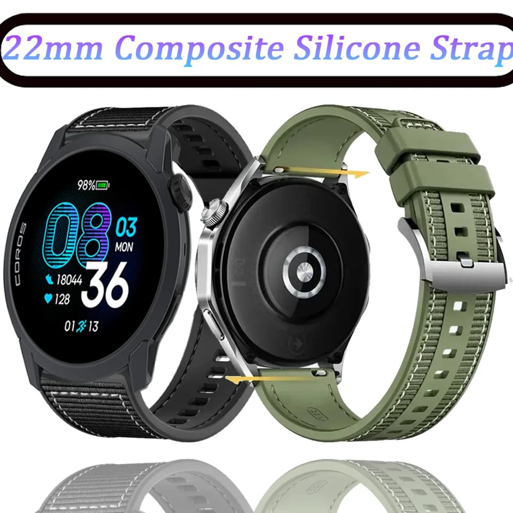 22mm Composite Silicone Strap For COROS APEX 4 42mm PACE Pro/4 CMF Watch 3-2 Pro Bracelet Belt For Suunto Vertical 2 Race 2 Band