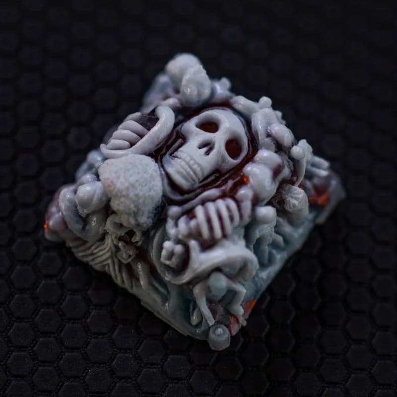 Gameboy Custom Skeleton Resin Keycaps for Mechanical Keyboards with Crosspost Axis Personality Death's Head Keycap Gift