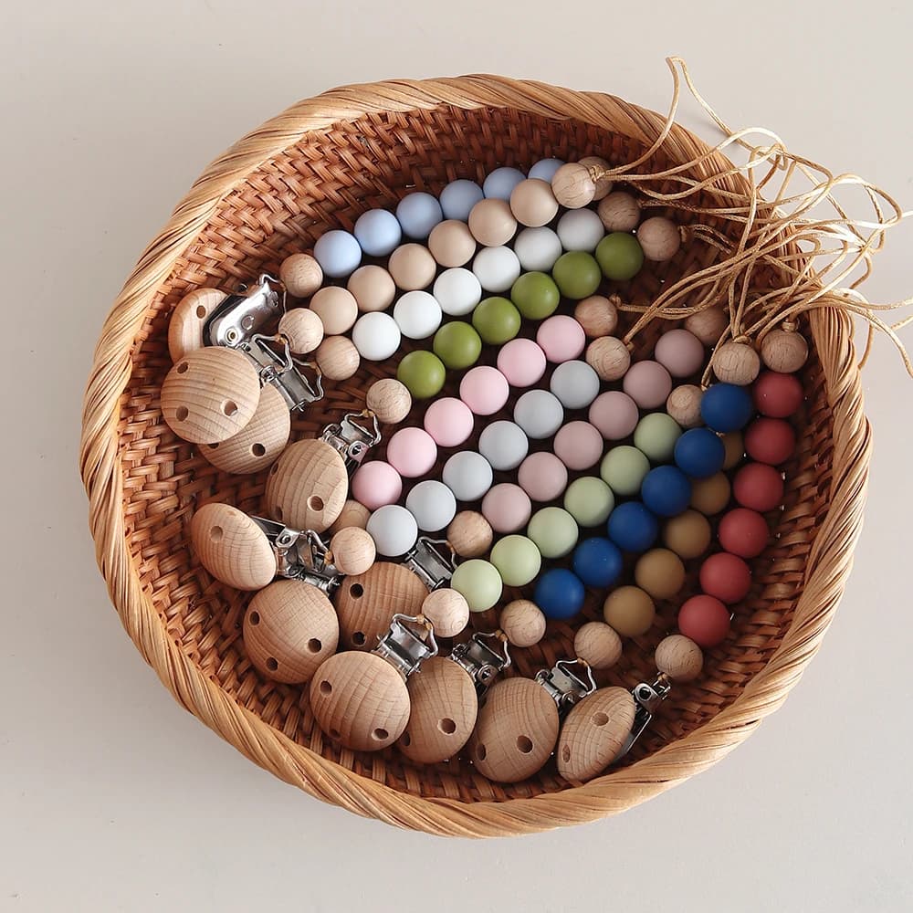 Clip per ciuccio con catena per ciuccio Porta succhietto anti-smarrimento per neonati, neonati e bambini piccoli colorati