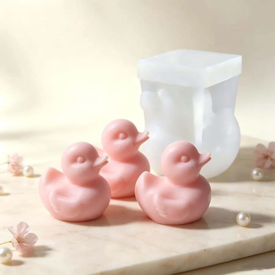 3D Cute Duck Silicone Candle Mold, DIY Handmade Aromatherapy Candle Soap Gypsum Stone Crafts Cement Casting Mold, Home Gifts