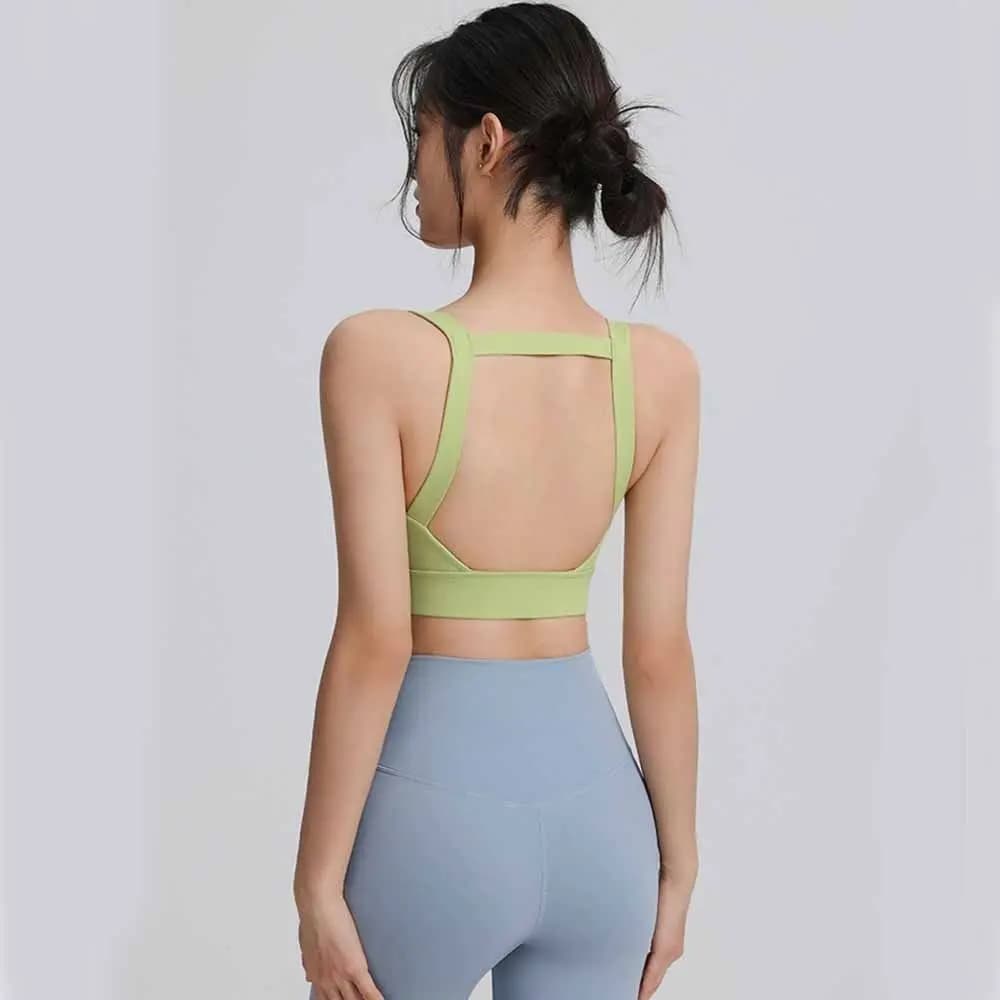 Removable padding Women's Sports Bra Back Hollow Out Shock-proof Fitness Bra Wide strap High Impact Support Yoga Underwear