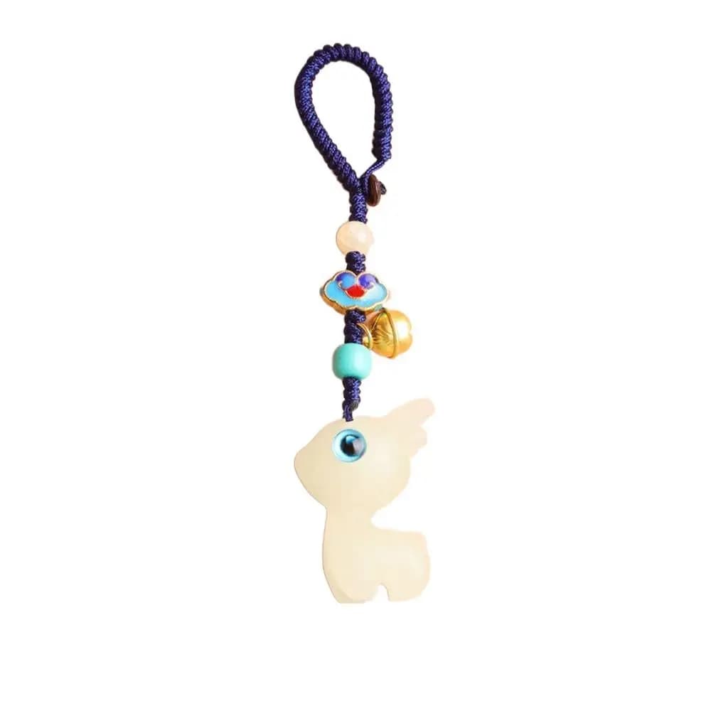 Fashion Girl Gift Luminous Stone Deer Handmade Rope Niche Design Car Key Chain Chinese Style Key Chain Bag Pendant Key Ring