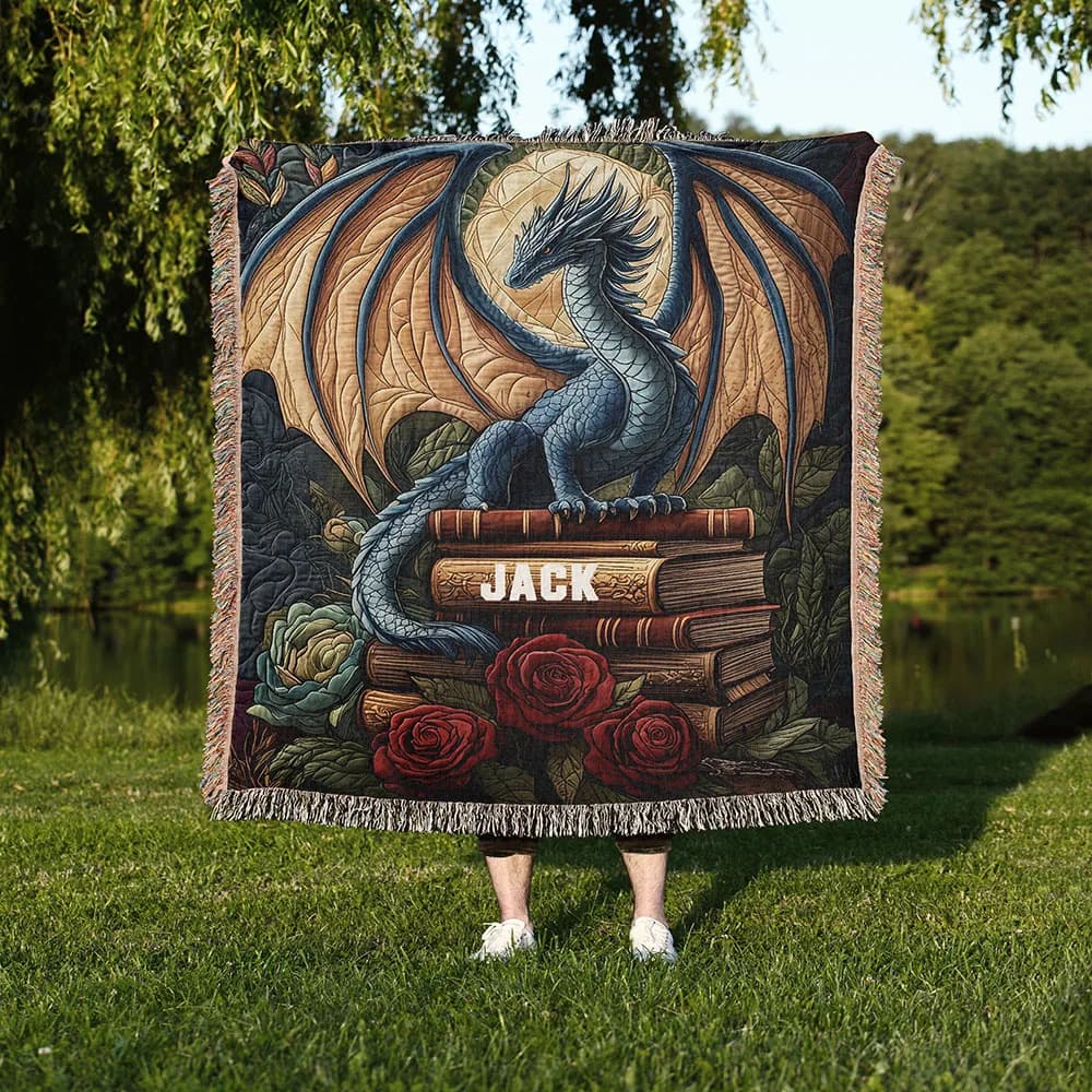 Coperta in cotone personalizzata con nome del drago