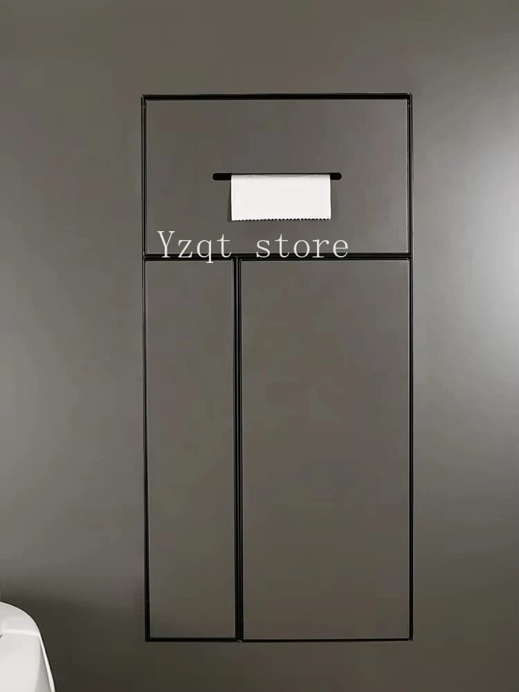 Portascopino e cestino per carta igienica all-in-one in acciaio inox 304, a scomparsa, da incasso senza cornice, per piastrelle a parete