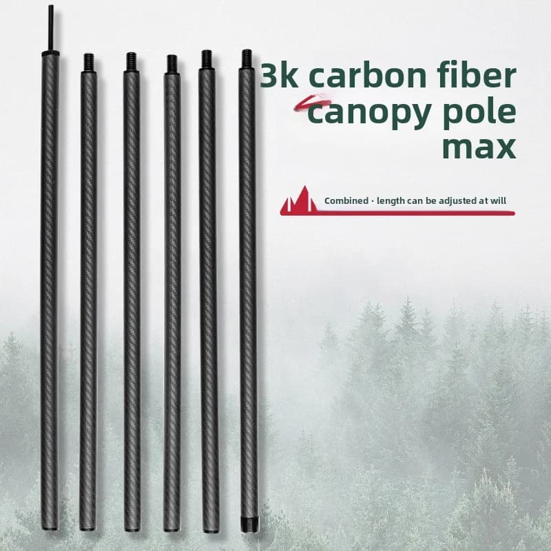 3K Carbon Fiber Telescopic Tent Pole - 50cm Compact Ultra Lightweight & Super Strong for Camping Tarp Shelter Accessories