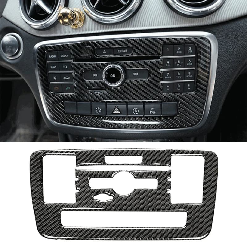 Adesivo in fibra di carbonio Auto CD Aria condizionata Pannello di controllo Copertura Trim per Mercedes Benz Classe A GLA CLA 2016 2017 2018 2019