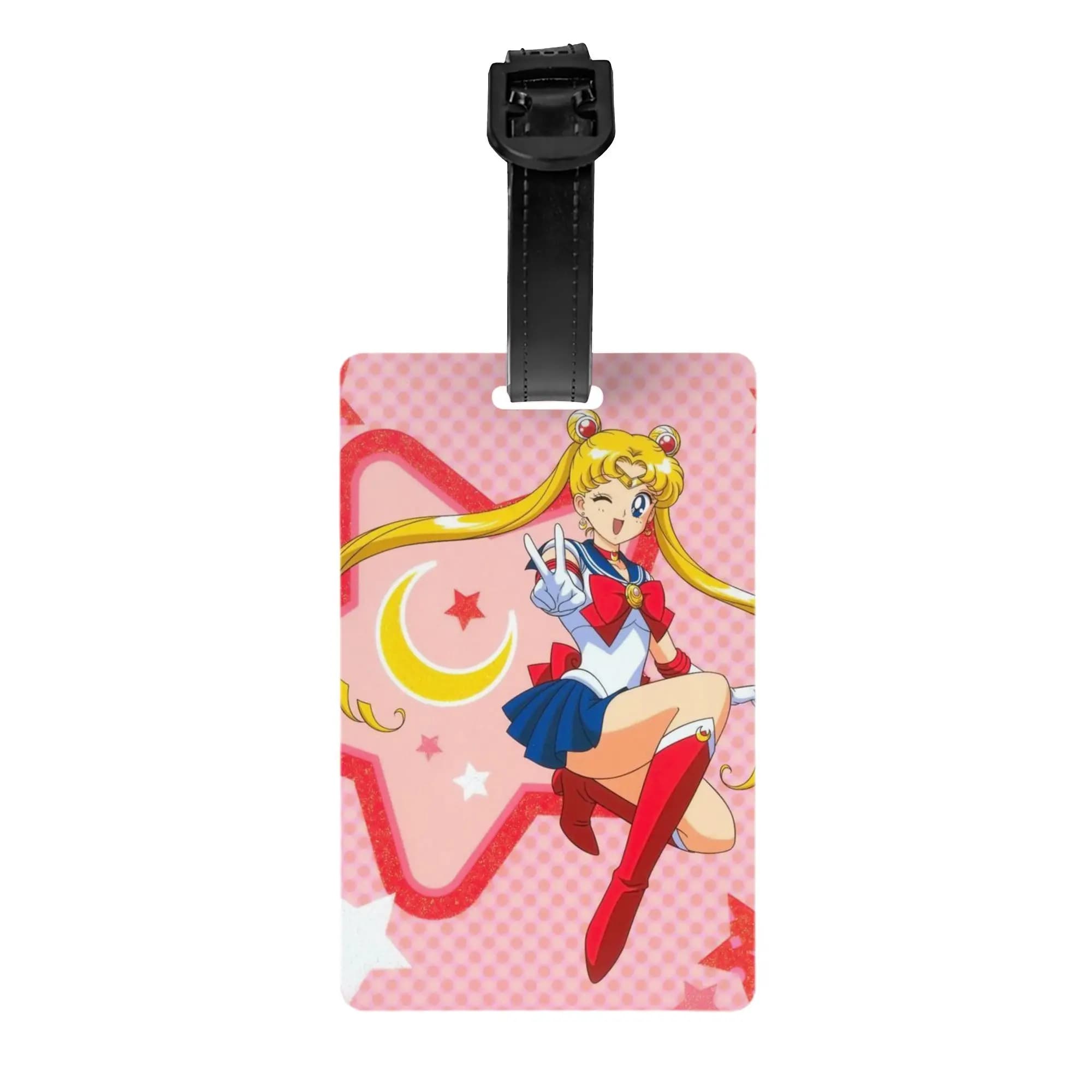 Custom Sailors Moons Cute Cartoon Luggage Tag With Name Card Privacy Cover ID Label for Travel Bag Suitcase