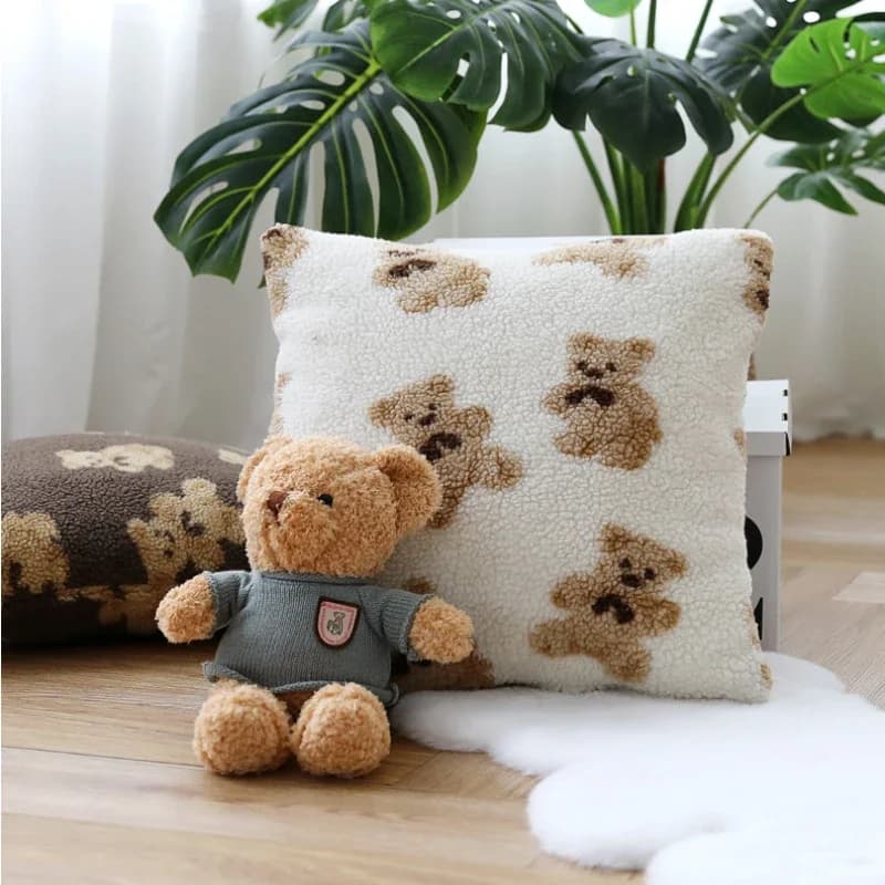 Fodera per cuscino in peluche simpatico cartone animato in stile coreano 60x60 cm Fodere per cuscini decorativi per divano da soggiorno semplice e moderno