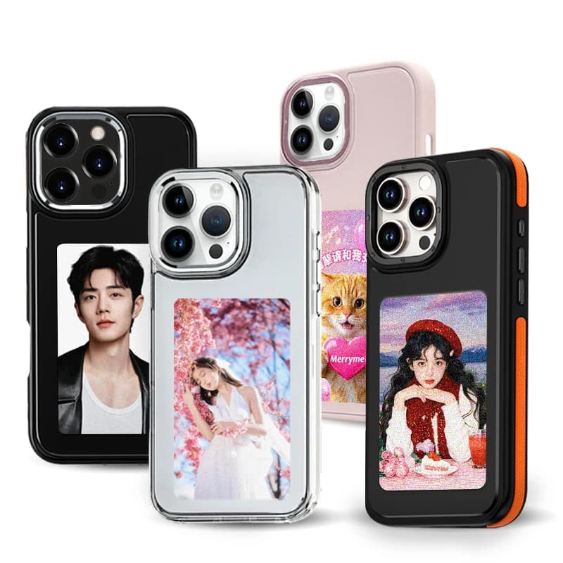 Phone Case with Ink Screen NFC Aermy Cell Phone Case with DIY Screen Display for iPhone 13 14 15 16 Pro Max