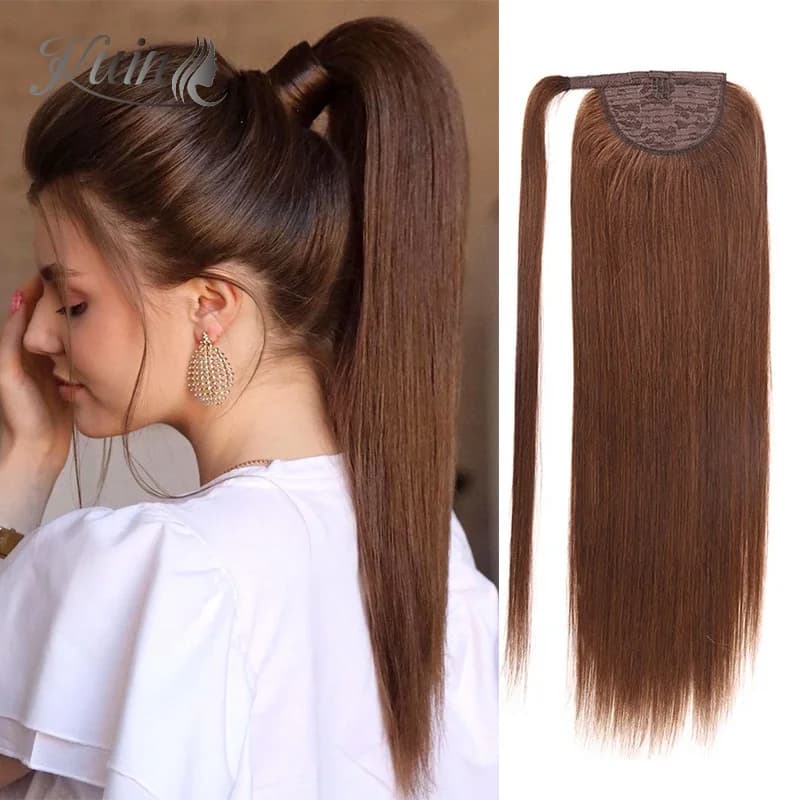 Liscia Horsetail with Clip, Human Hair Extension with Wrap Cord, Horsetail with Clip, Natural Hair Extension, Human Hair Poster