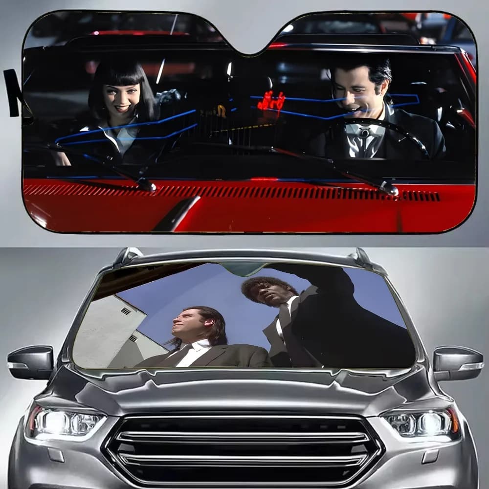 P-Pulp F-Fiction Movie Car Parasole Parabrezza estivo Pieghevole Protezione UV Copertura per parabrezza con blocco del calore