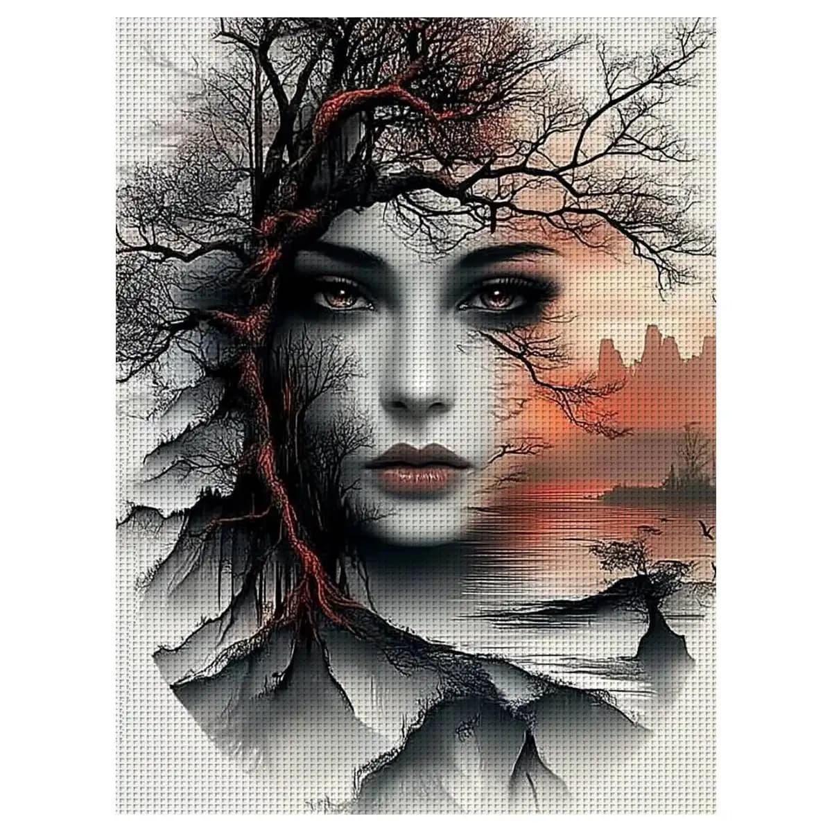 Kit Punto Croce Femminile 40X50CM/15.74*19.7inch, Set Ricamo Fai-da-Te 11CT/14CT, Kit Punto Croce Fai-da-Te