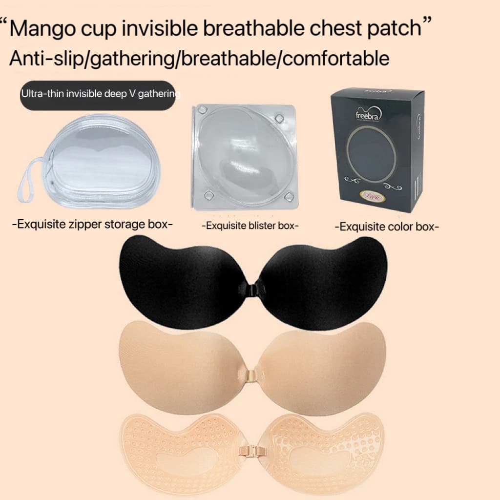 Womens Silicone Self Adhesive Bra Invisible Front Closure Push Up Sticky Bust Paste Seamless Backless Strapless Underwear